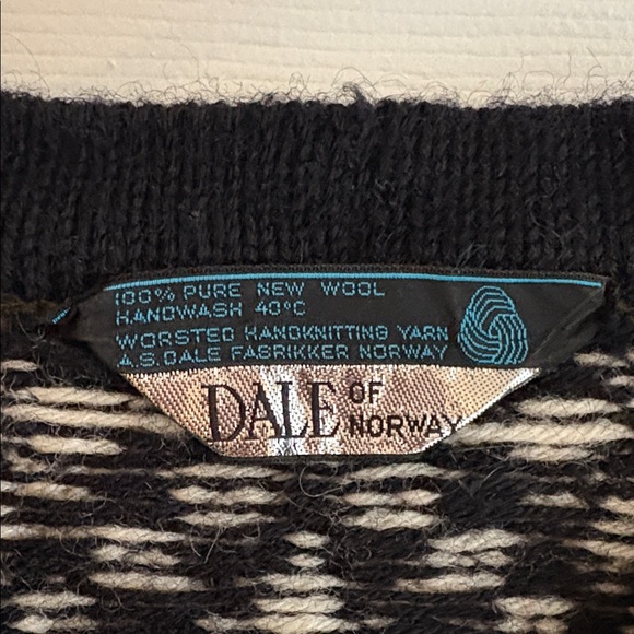 Dale of Norway Nordic Black and Cream Cardigan with Red Accents - Picture 2 of 5